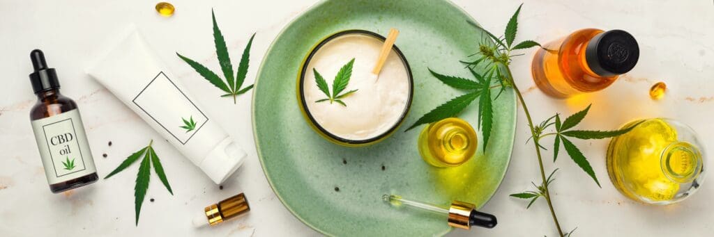 cosmetic cbd with marijuana plant