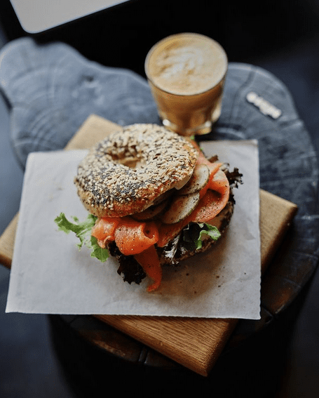 Motherland bagel and coffee shot