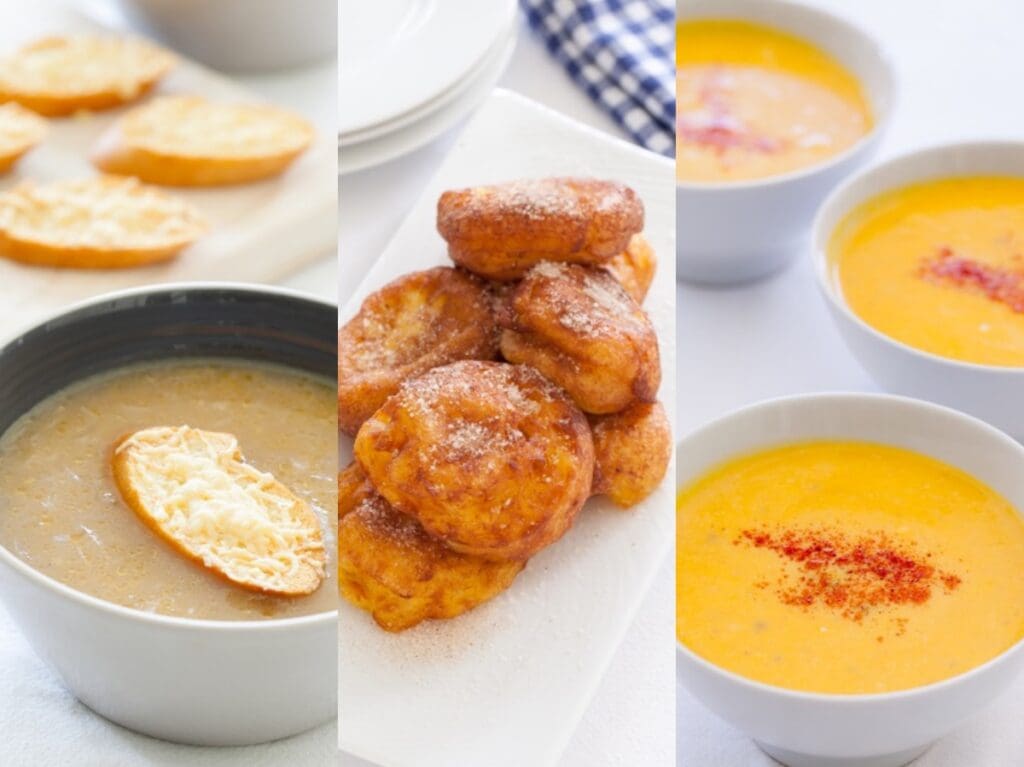 Onion Soup Pumpkin Fritters and Butternut Soup