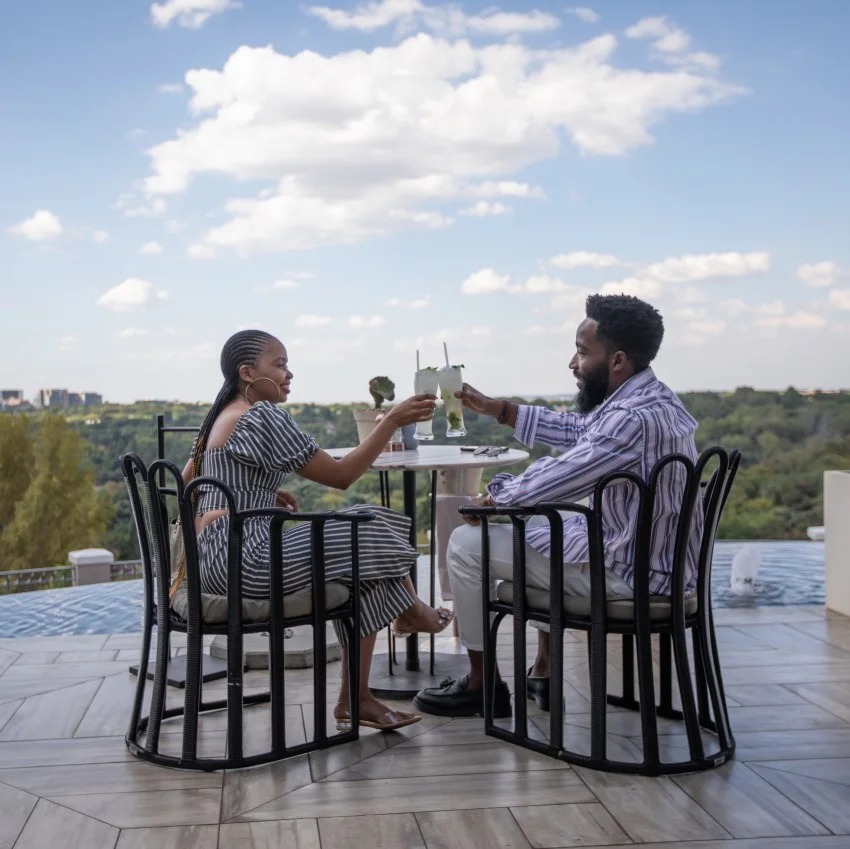 couple having dinner with a view