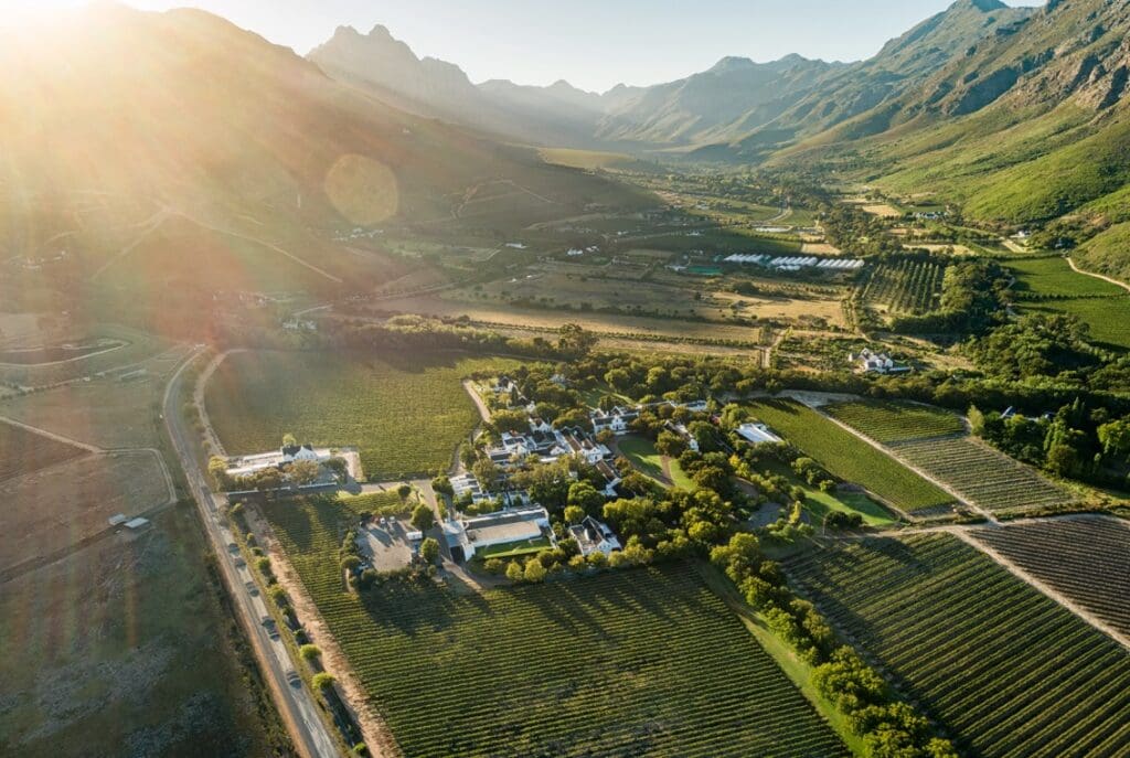 lanzerac estate view from the sky