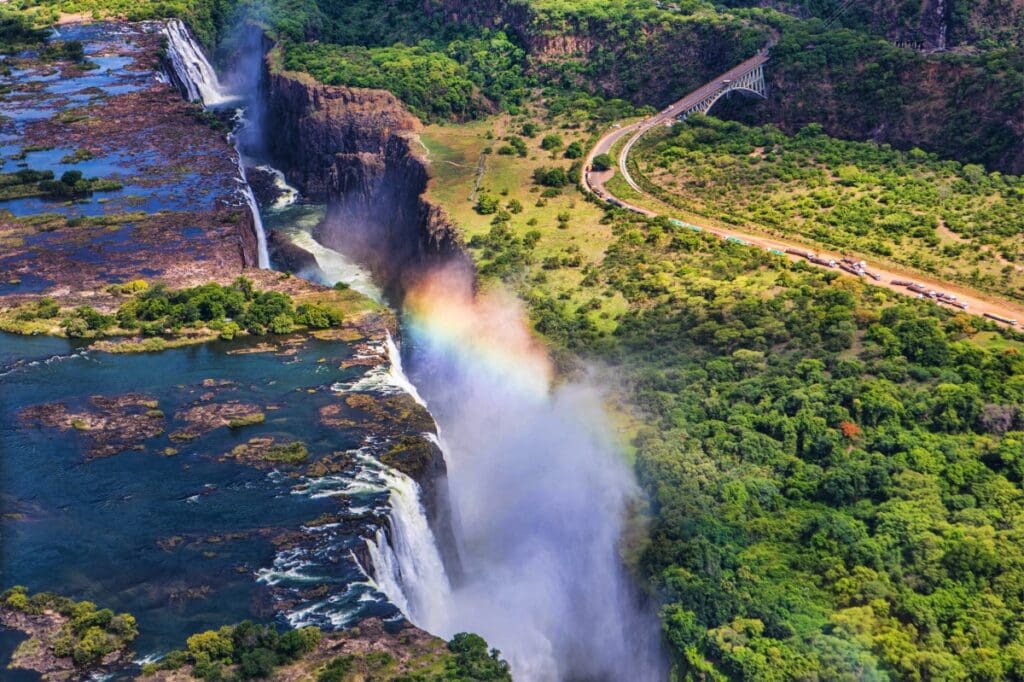 view of the falls from the air