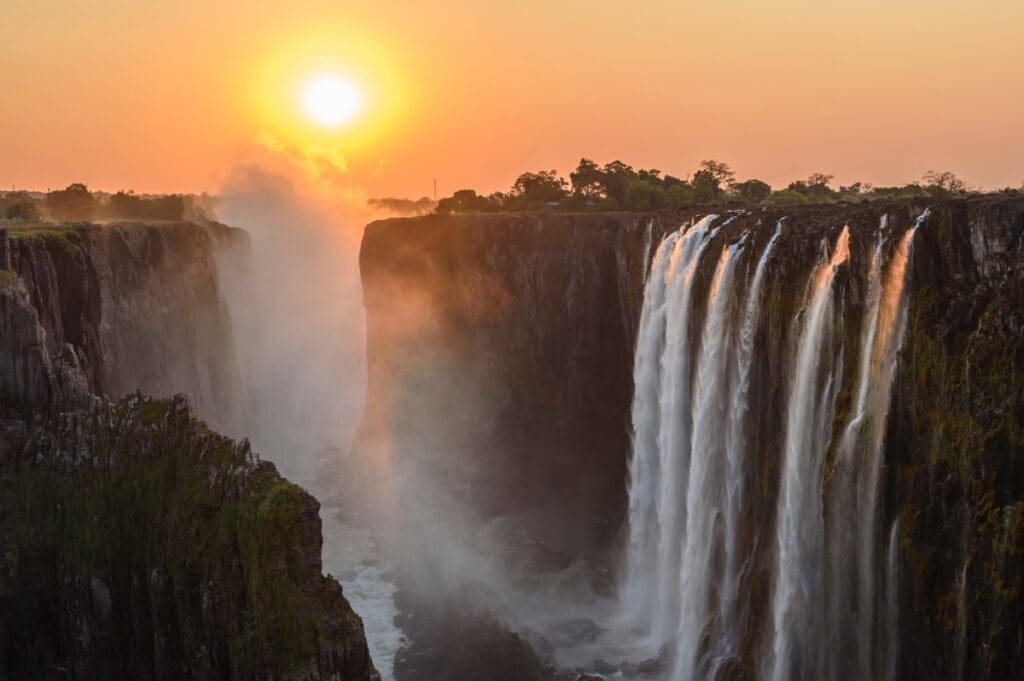 victoria falls at sunrise