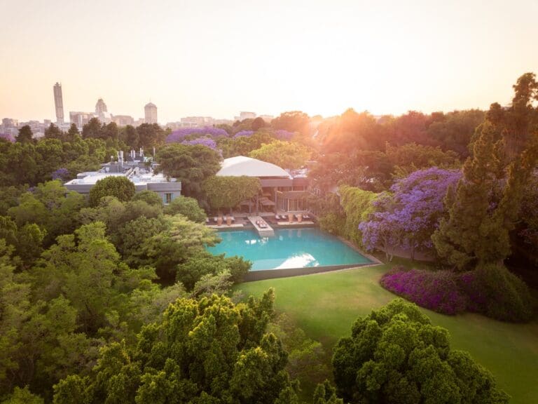 Saxon Hotel air view hello joburg