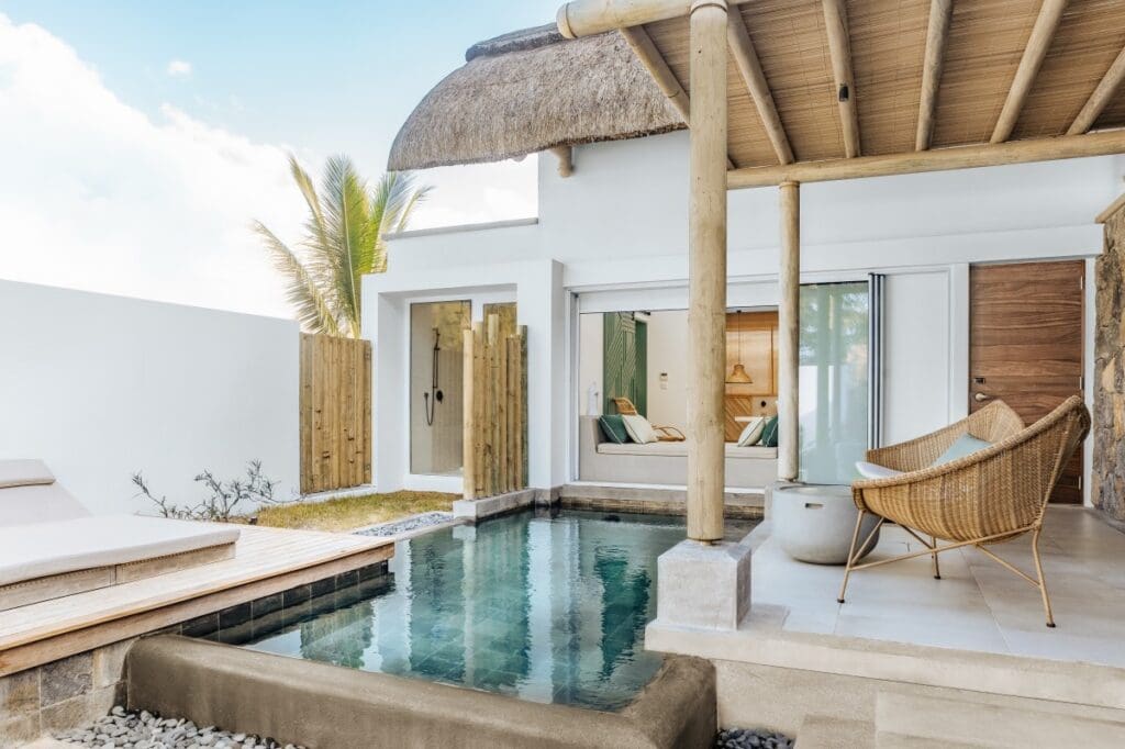 view of villa with pool in mauritius