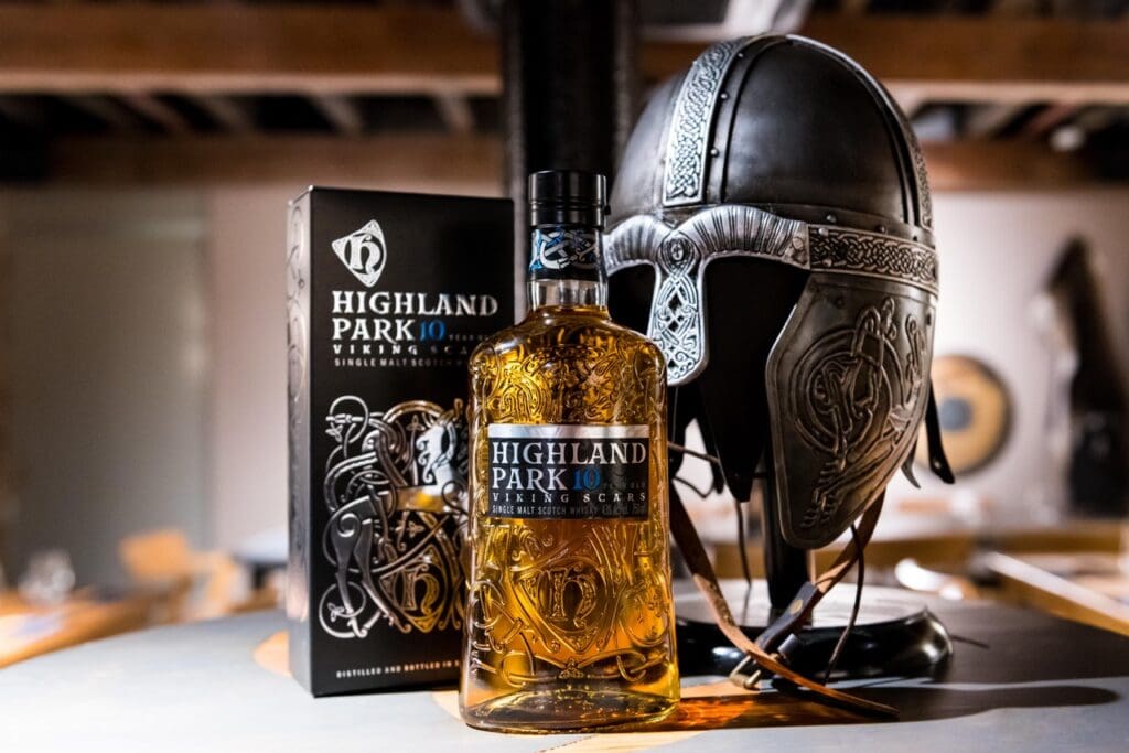 image of Highland Park Whisky with helmet