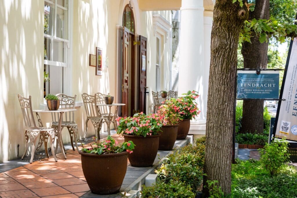 Outside patio veiw with flowers