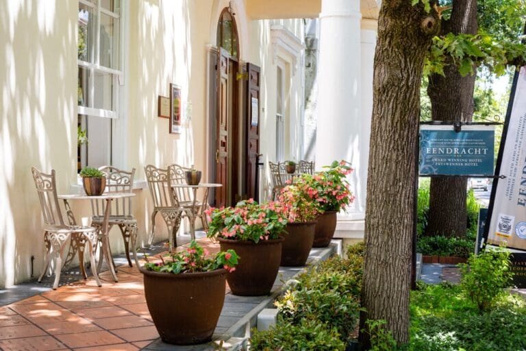 Outside patio veiw with flowers