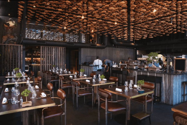 Interior restaurant view with chairs