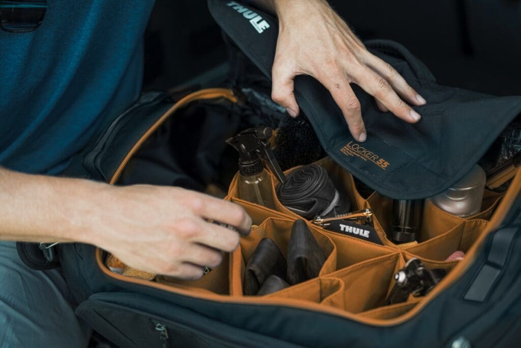 Thule backpack in the boot of a car