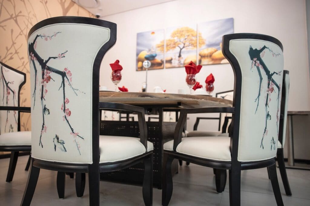 Table and chairs in Chinese restaurant