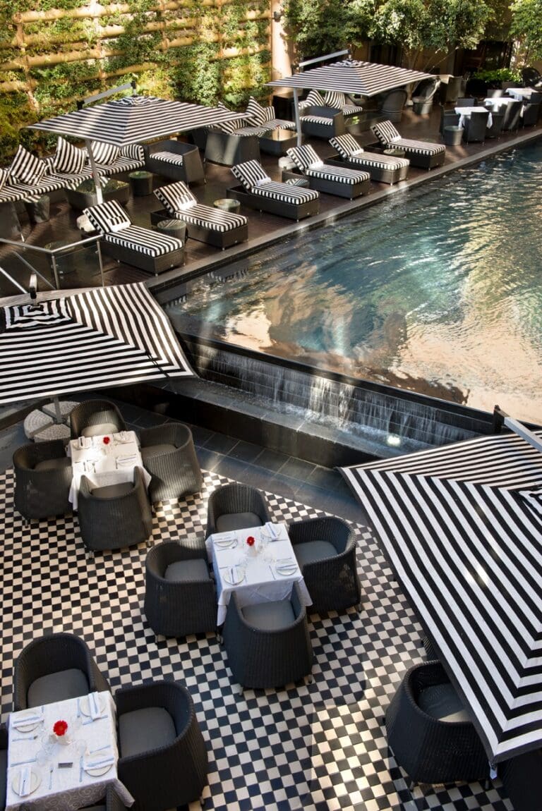 Davinci Hotel pool area with seating