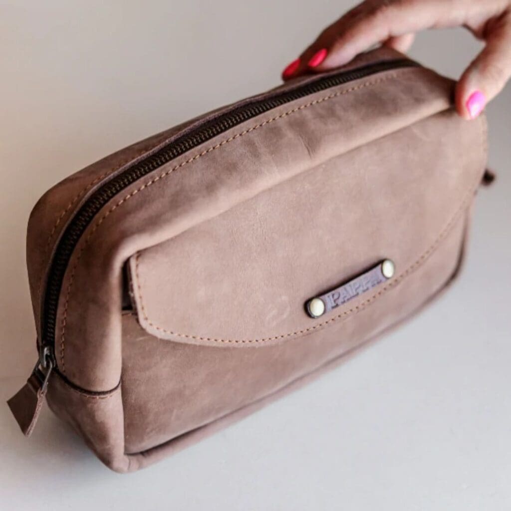 Leather toiletry bag for dad