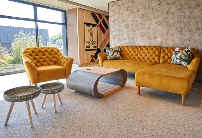 Bravo Brands interior with mustard living room