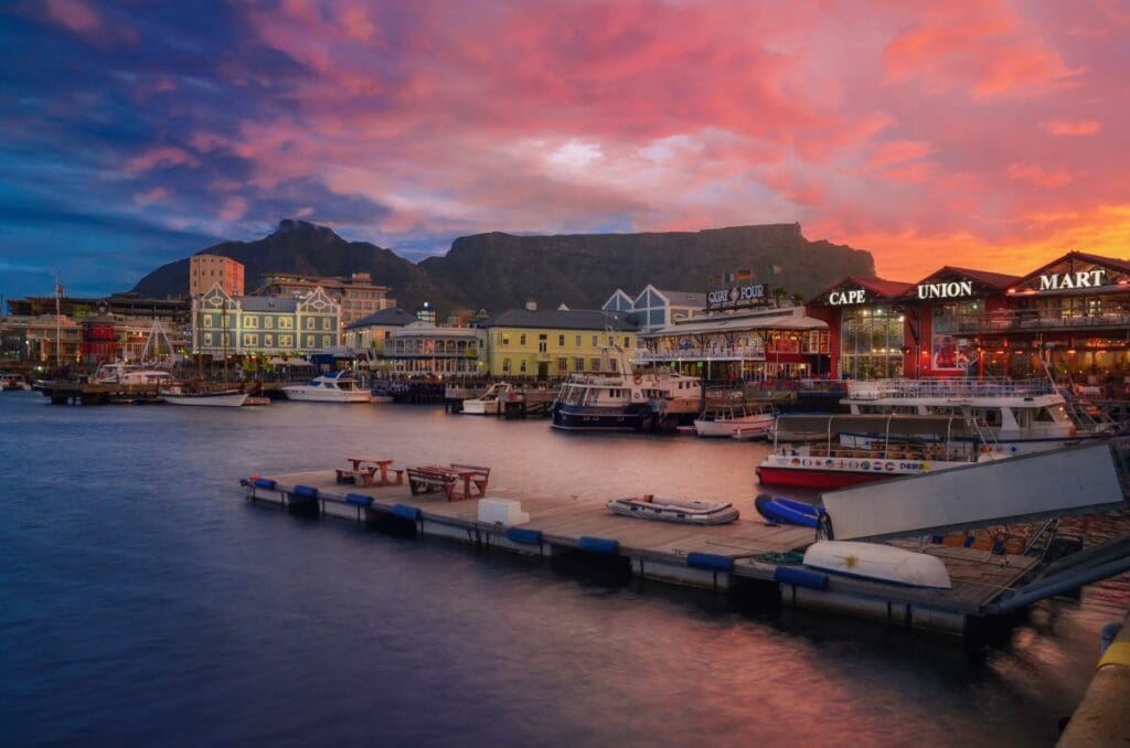 V and A Waterfront at night