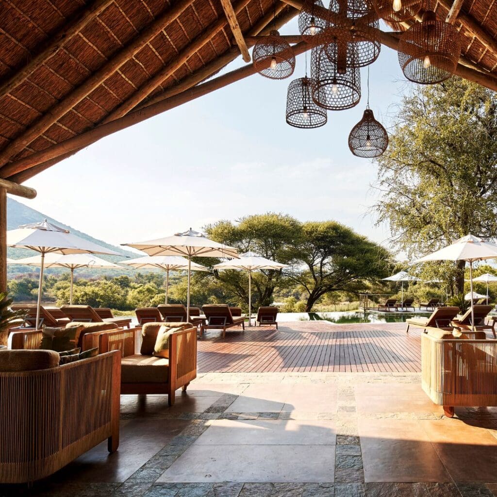 Qwabi lounge and swimming pool area