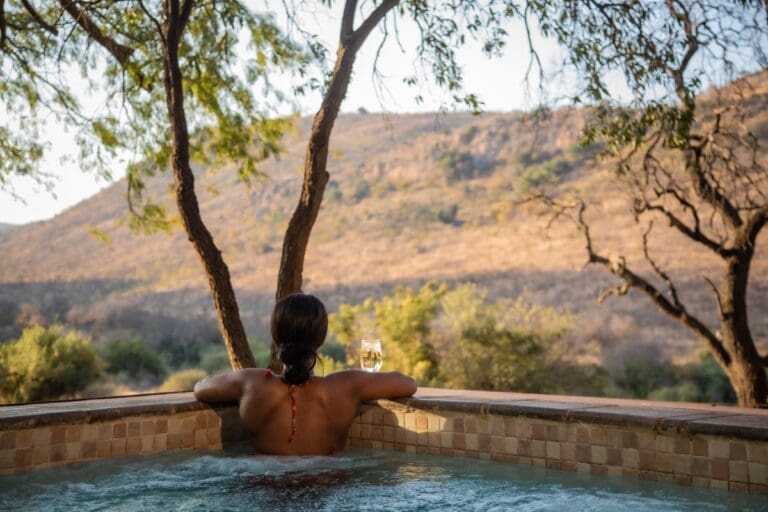 Kwa Maritane Bush Lodge woman in the pool