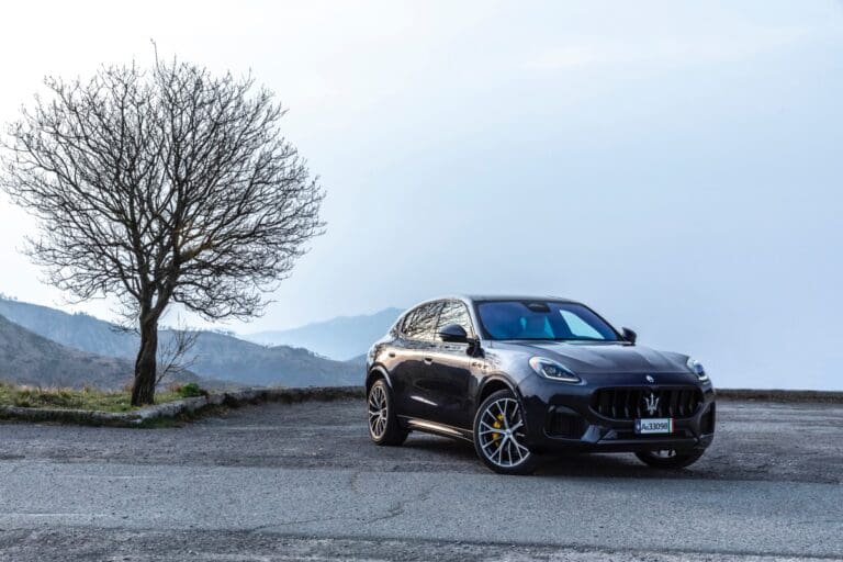 Maserati in the wilderness with tree