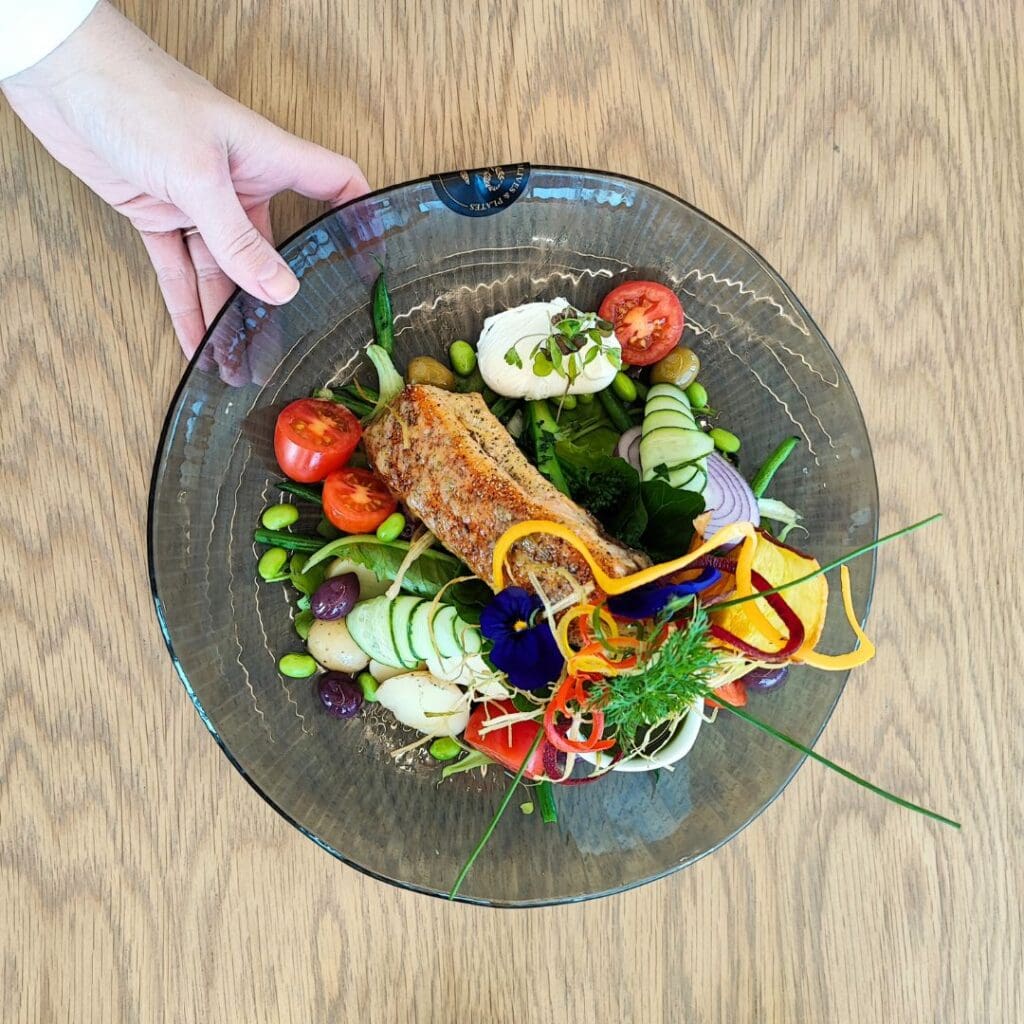 Salmon salad at Olives & Plates