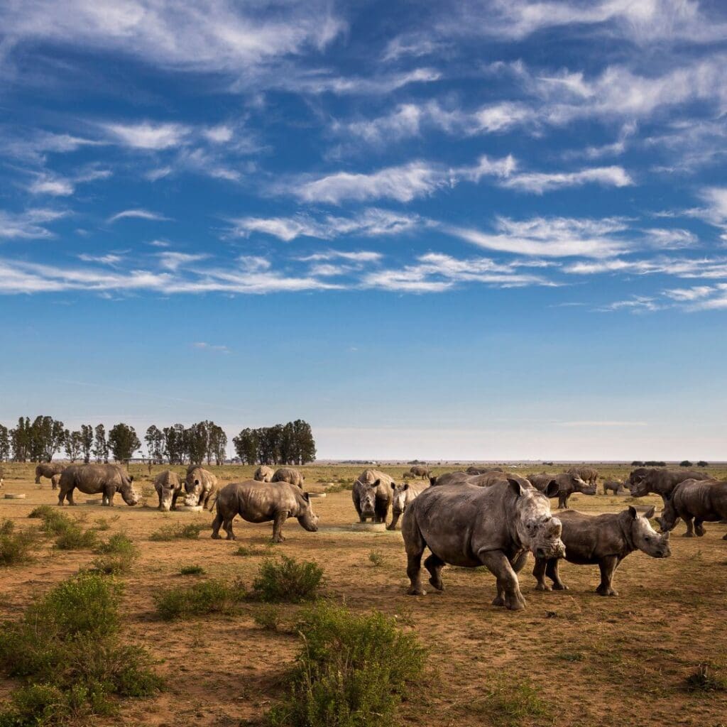 Several of the 2000 white rhino that will be rewilded over the next 10 years © Brent Stirton_Getty Images