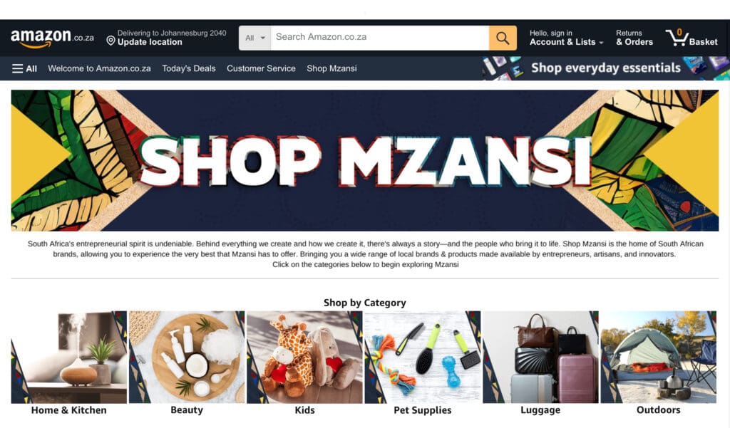 Screenshot of Shop Mzansi storefront