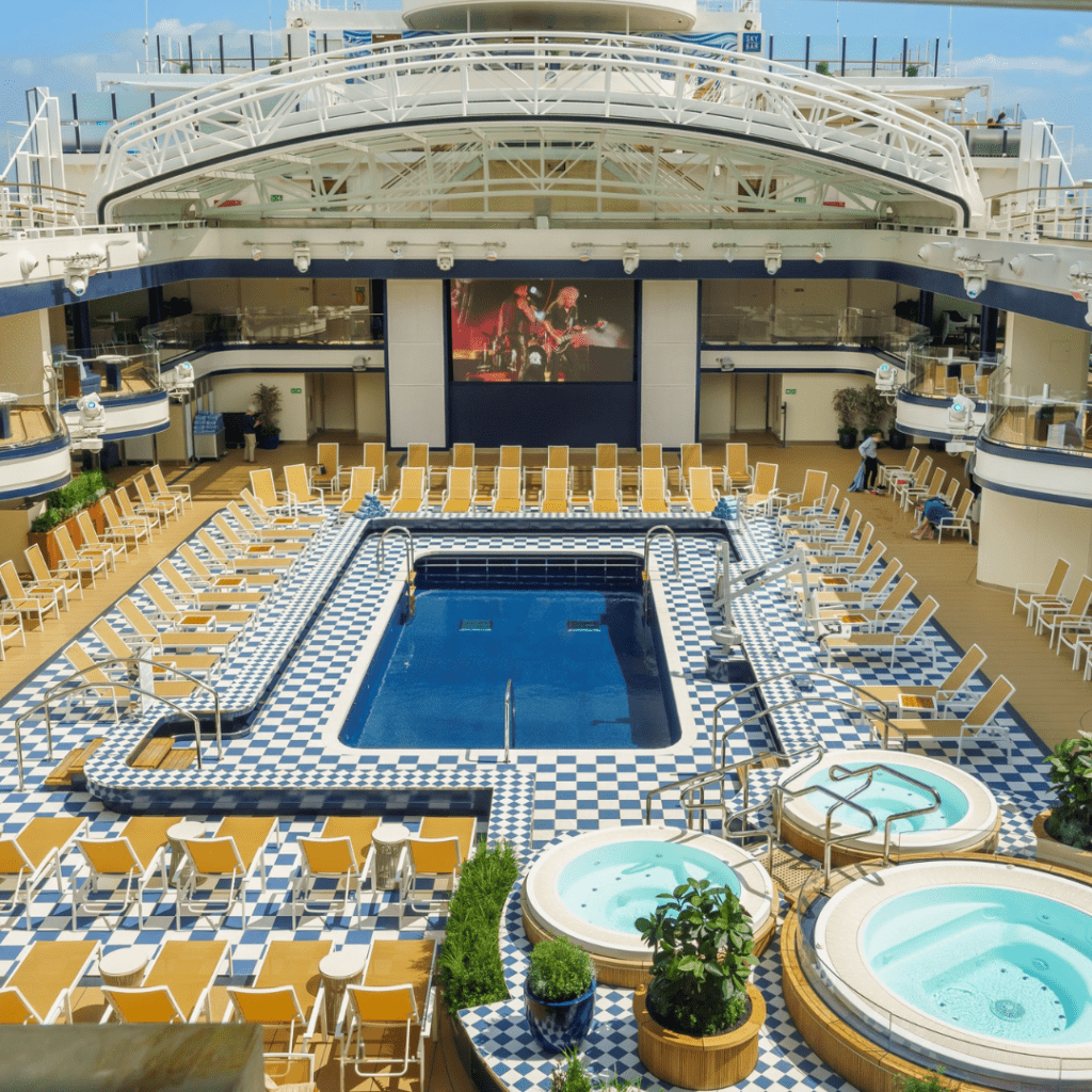 Cunard’s Queen Anne pool activity area