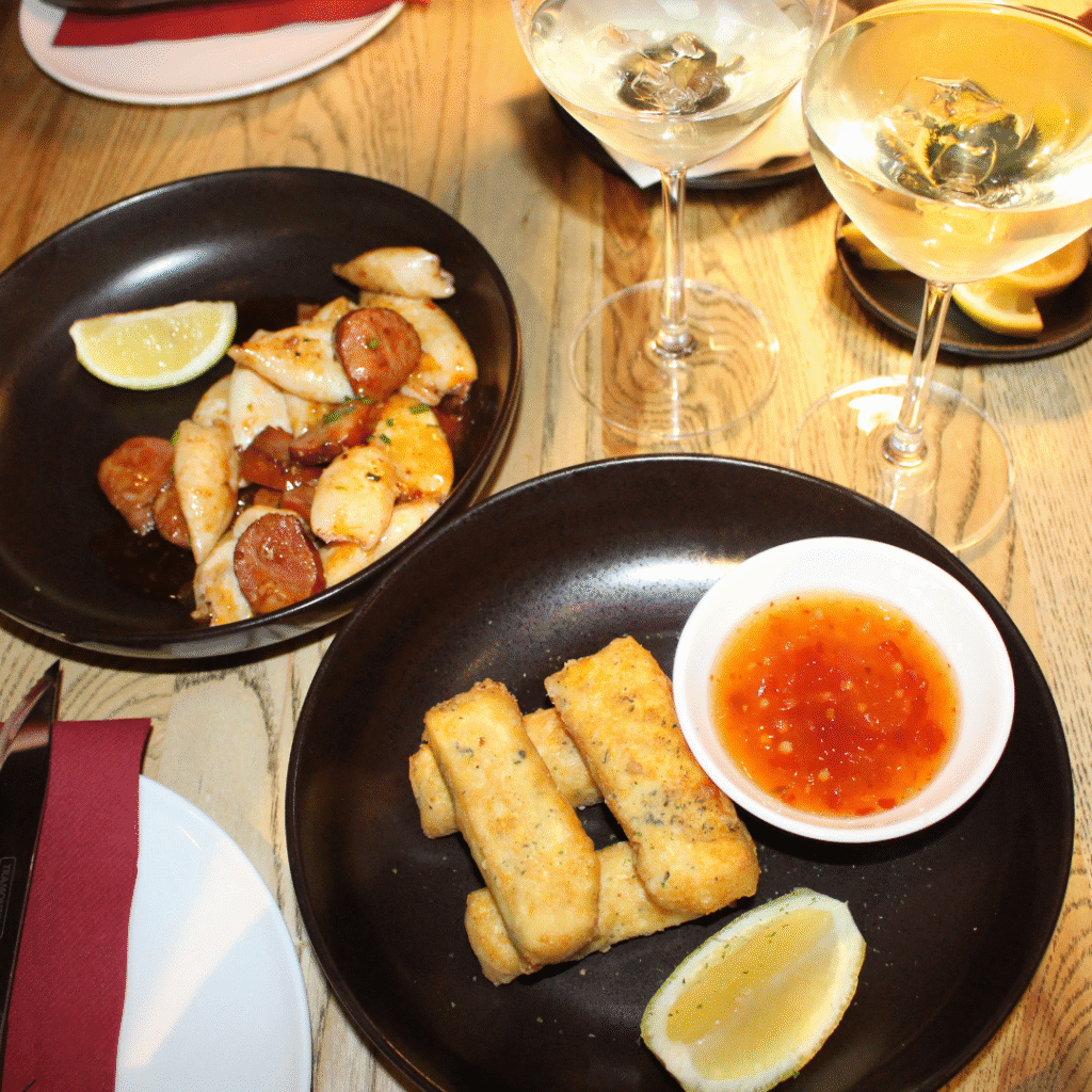 Halloumi and Calamari & Chorizo starters at Turn ‘n Tender