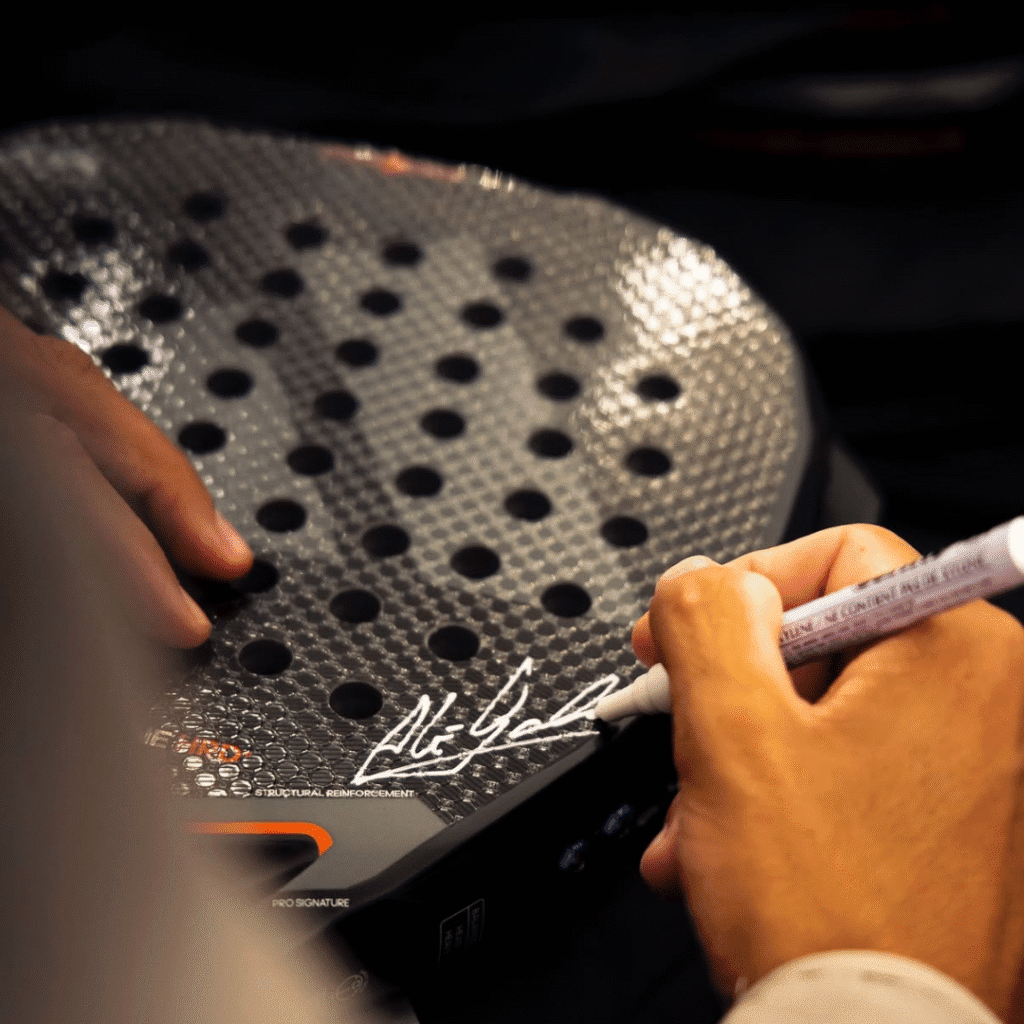 Ale Galan signing a fan’s Padel racquet at the SA Invitational