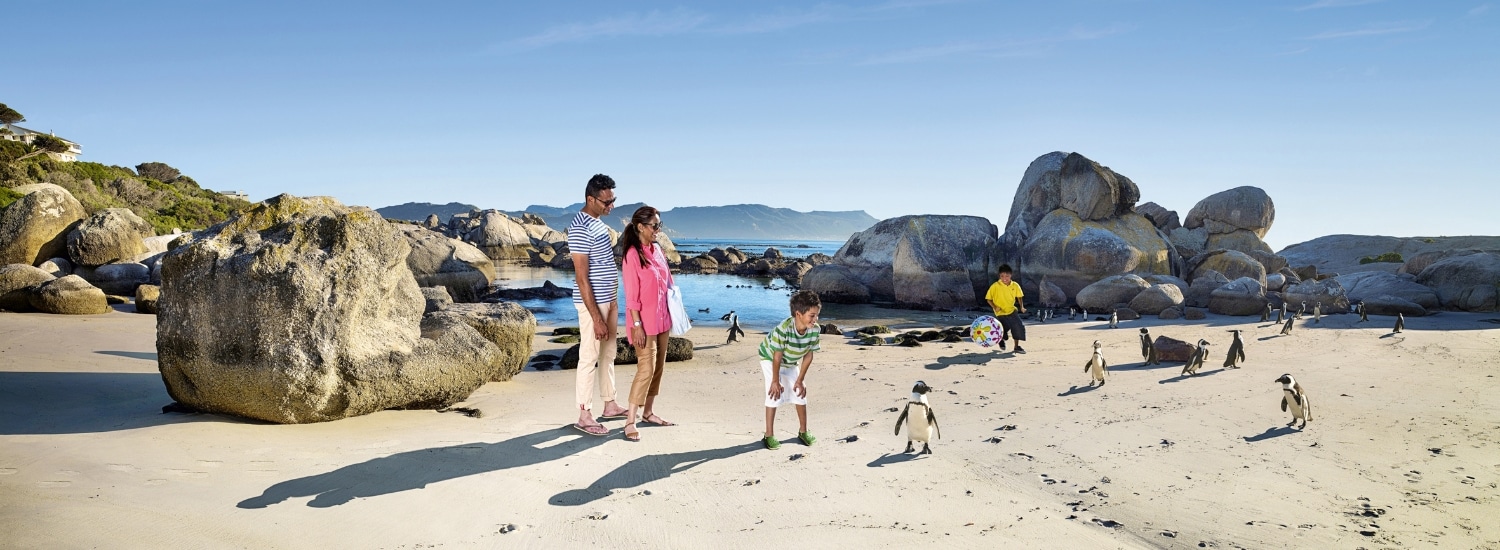 Family having fun at Boulders Beach