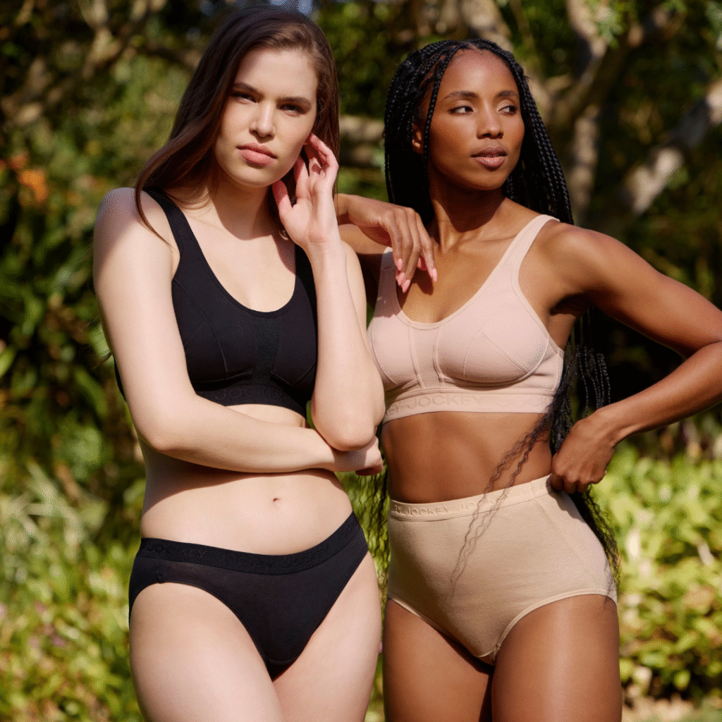 Two women posing in their Jockey underwear sets