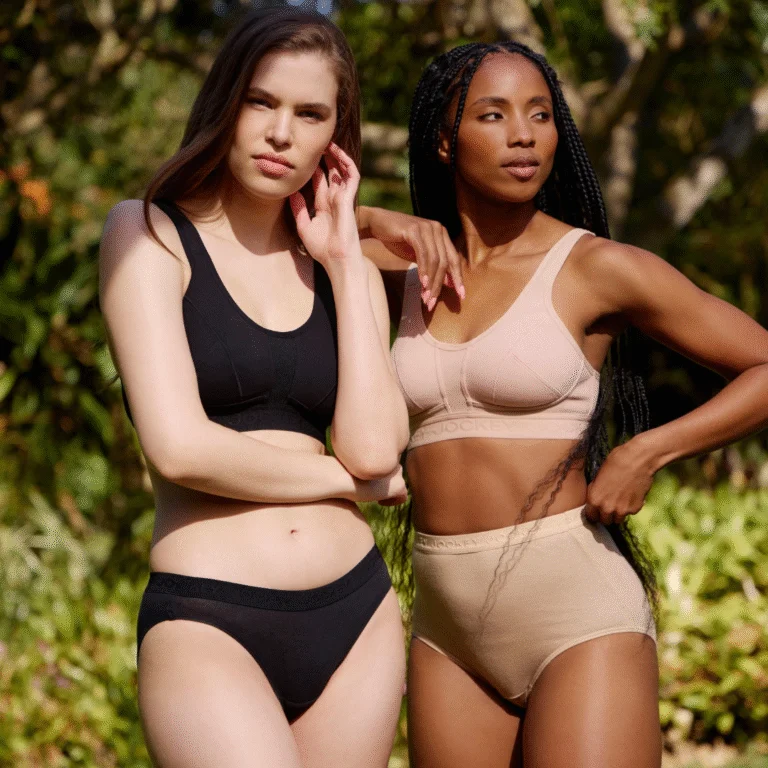 Two women posing in their Jockey underwear sets