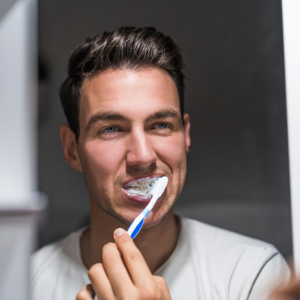 Man brushing his teeth with Sensodyne Clinical Repair