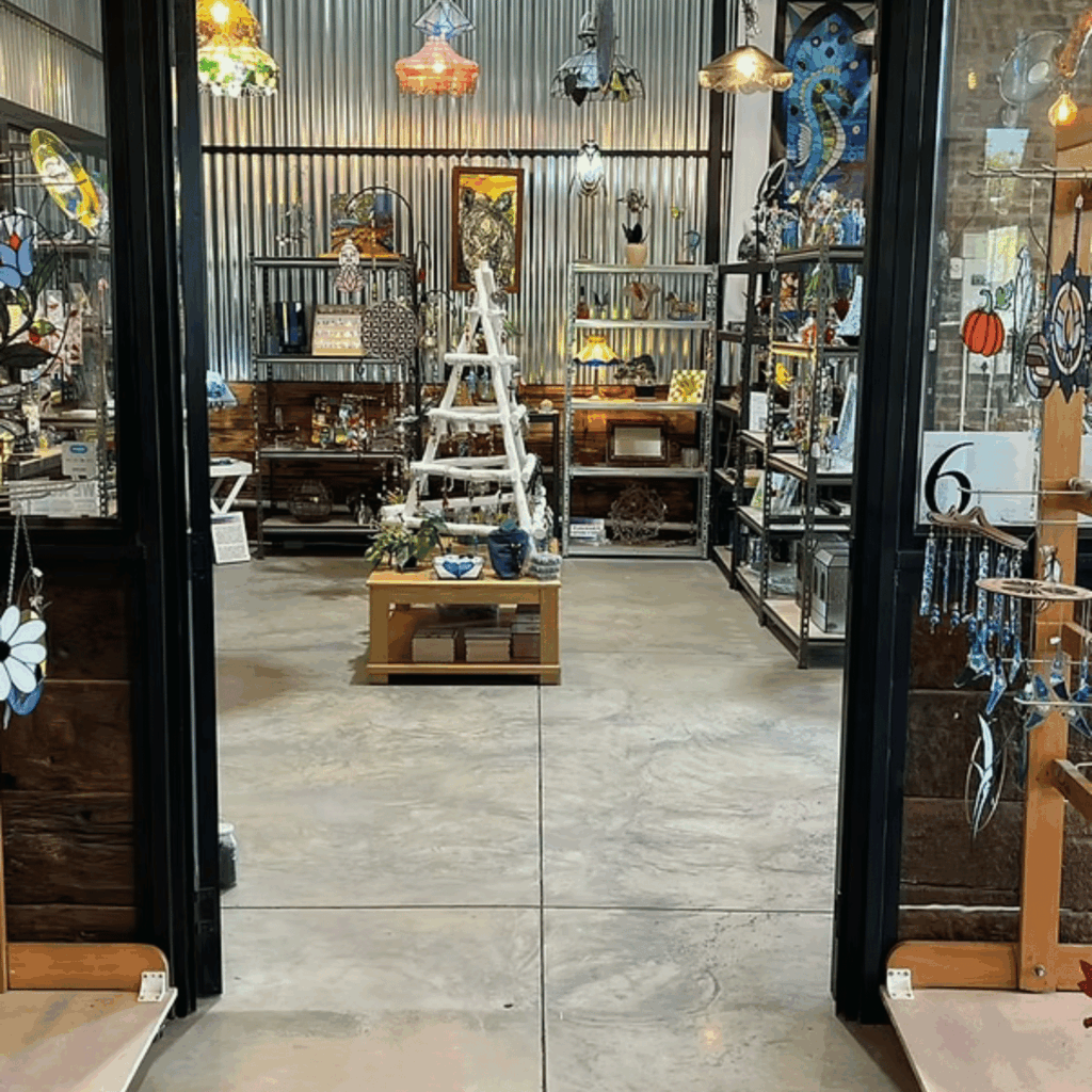 Stained glass painting workshop at Craft Shed