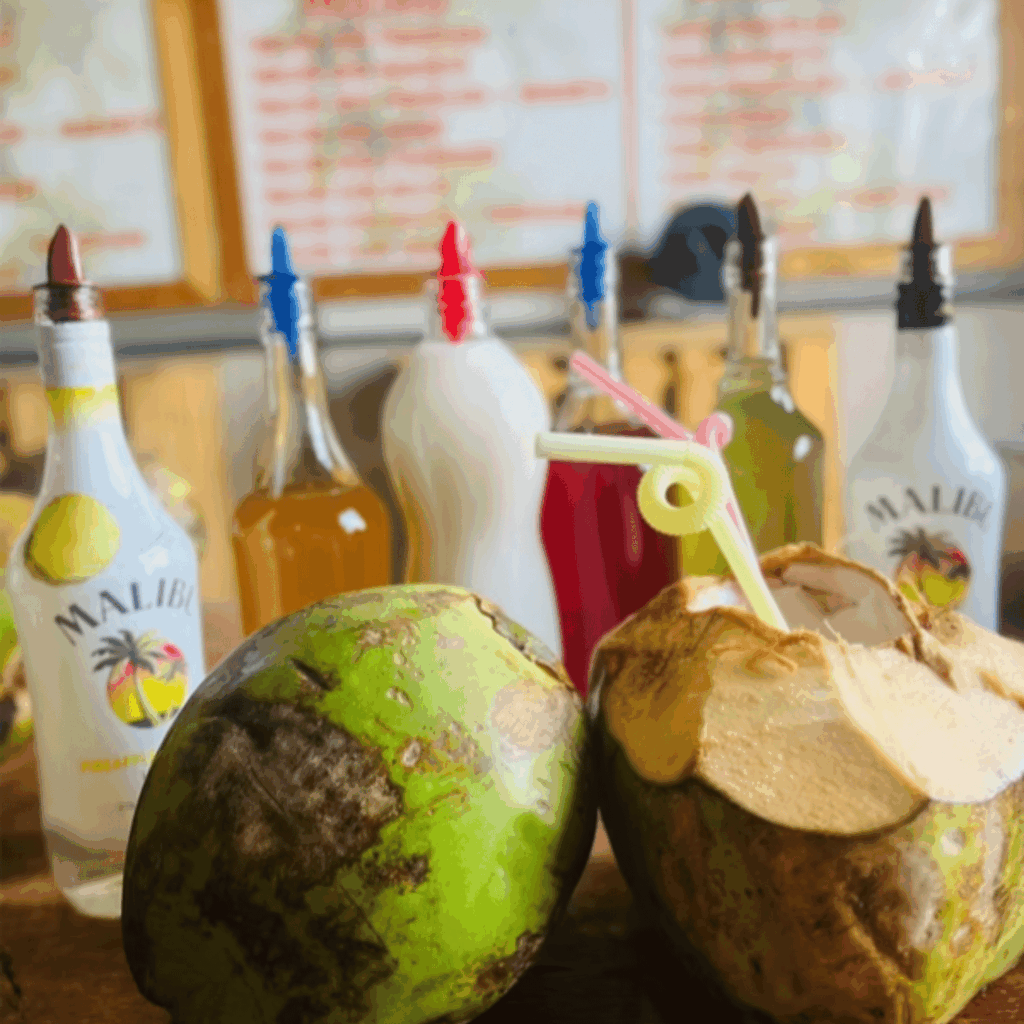 Fresh coconut drinks at Harvest Pantry