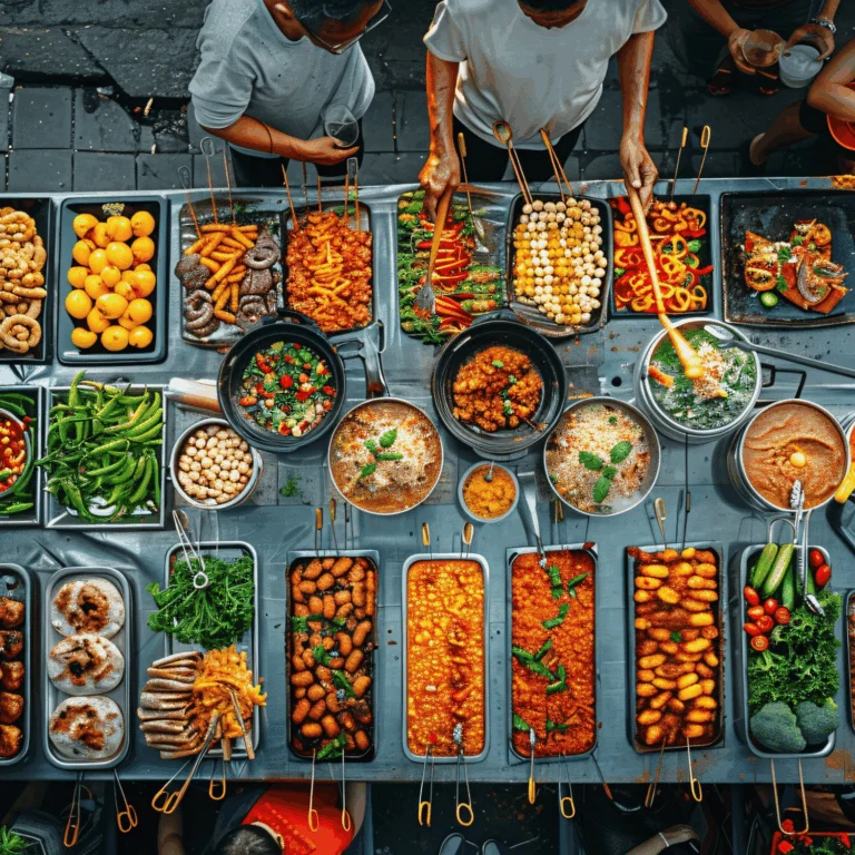 Feasting with people serving themselves