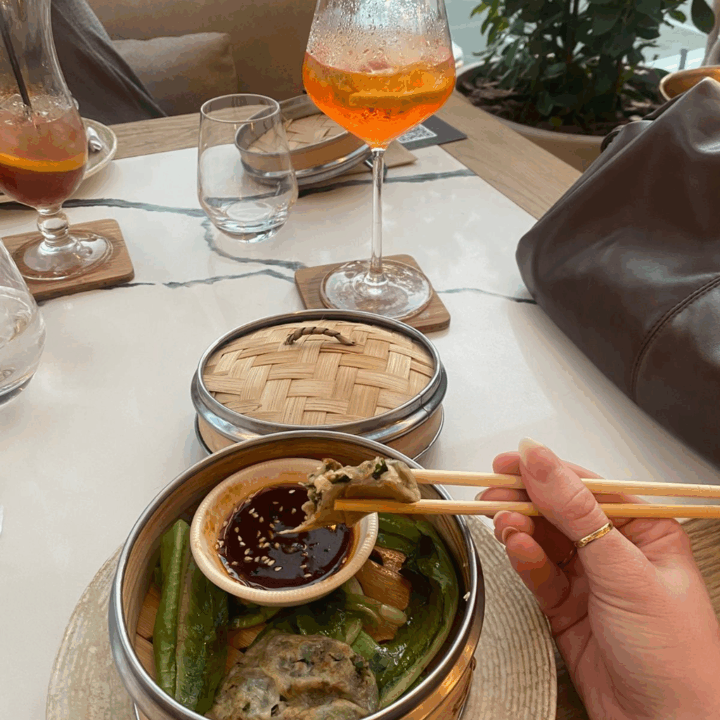 eating dumplings at S!GNS