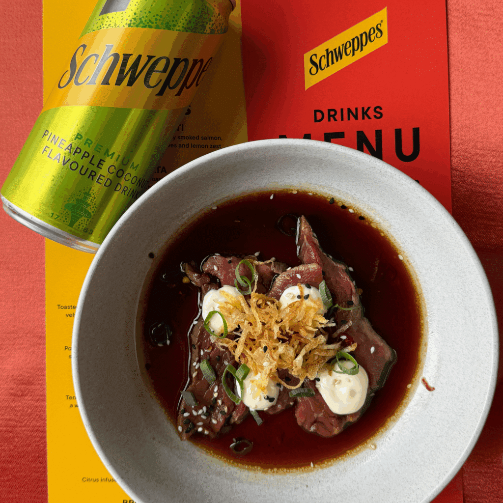 Schweppes Tangerine and Beef Tataki Pairing at Artistry