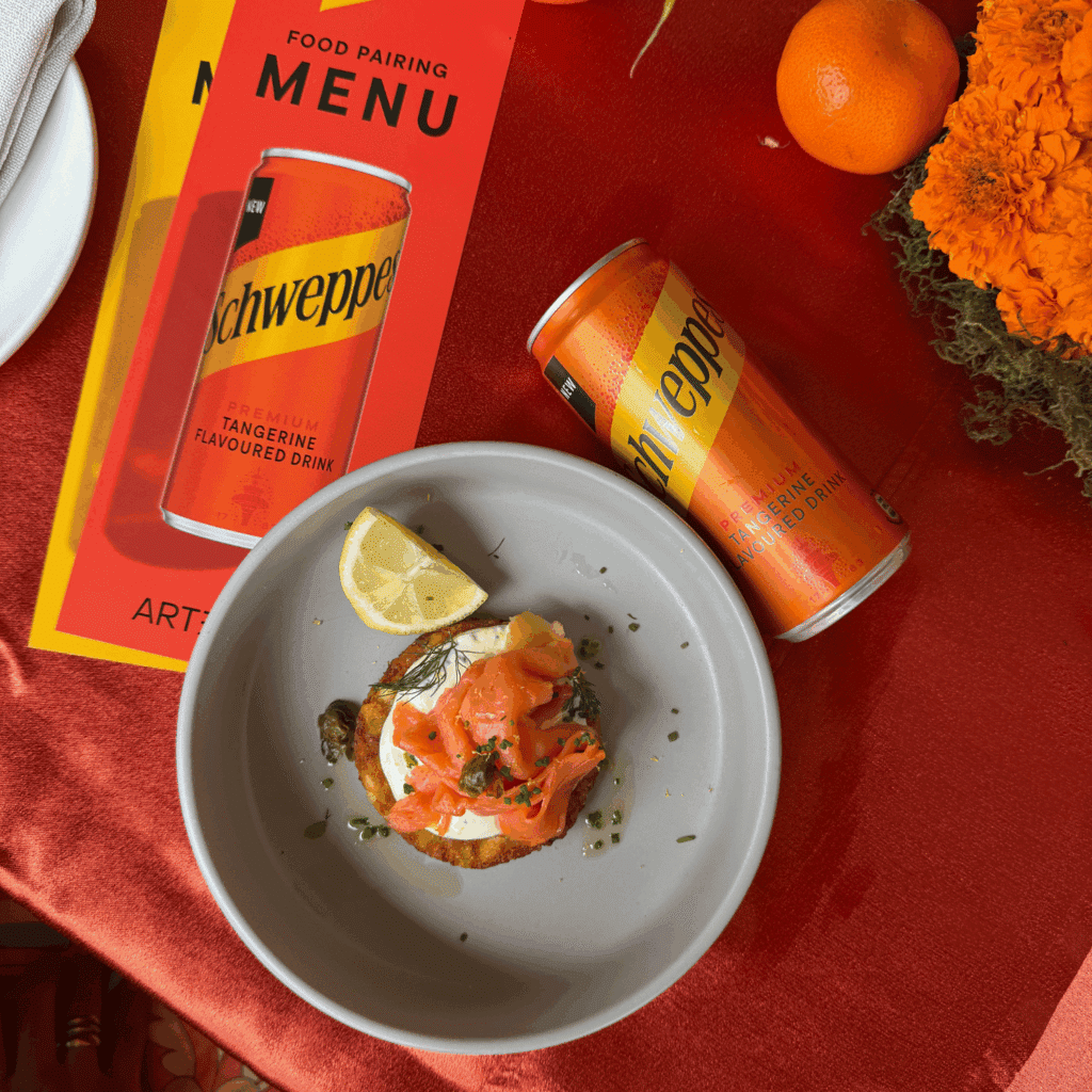 Schweppes Tangerine and Salmon Rosti Pairing at Artistry