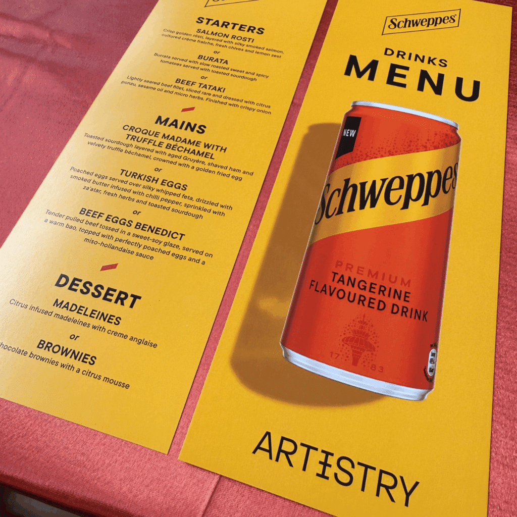 Schweppes Food Pairing Menu at Artistry