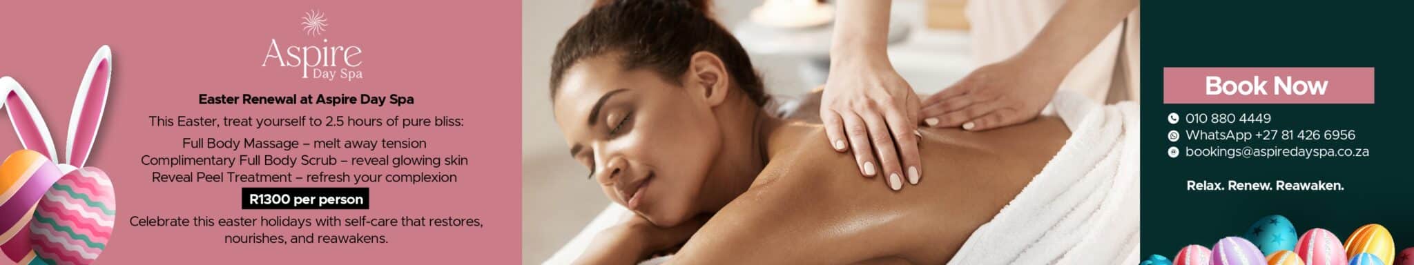 Aspire Day Spa Easter 2026 Banner - Hello Lifestyle