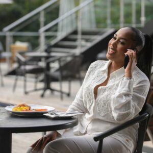 The Capital Boardwalk Lady having breakfast