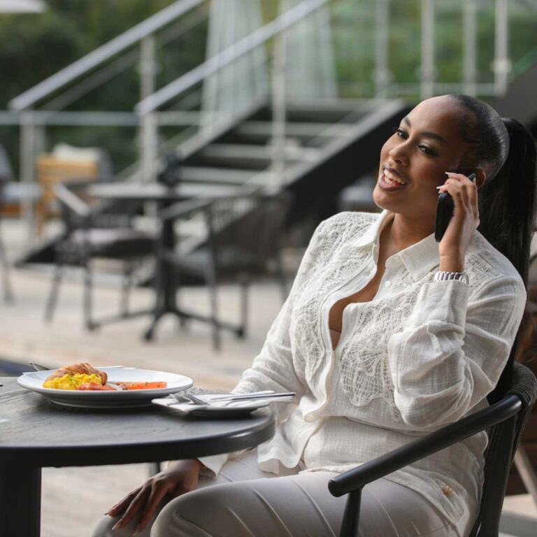 The Capital Boardwalk Lady having breakfast