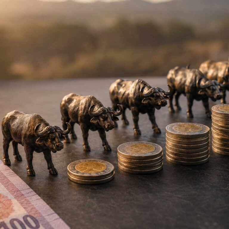 South African R100 note illustrating how investing R100 a month can grow over time