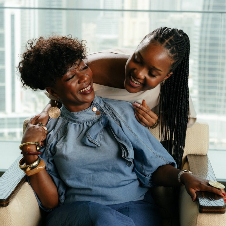 Yvonne Mtengwa smiling with another woman in Dubai