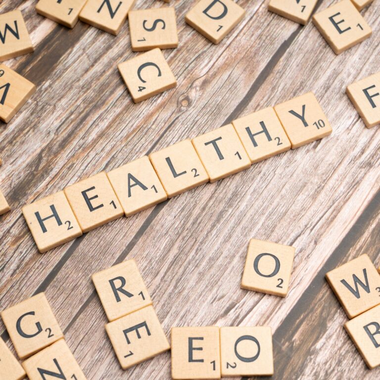 Letter tiles spelling Health is Wealth