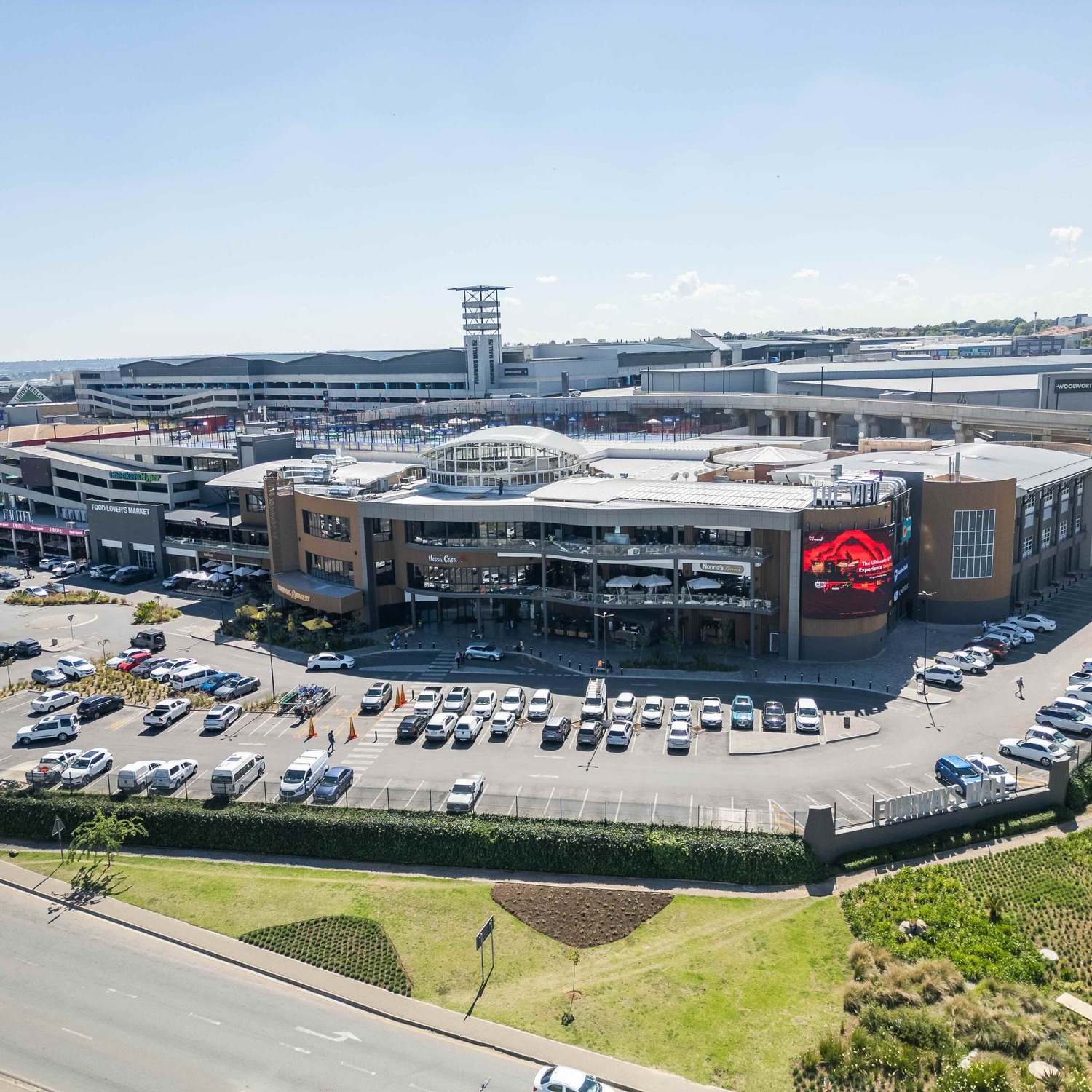 An aerial view of The View at Fourways Mall.