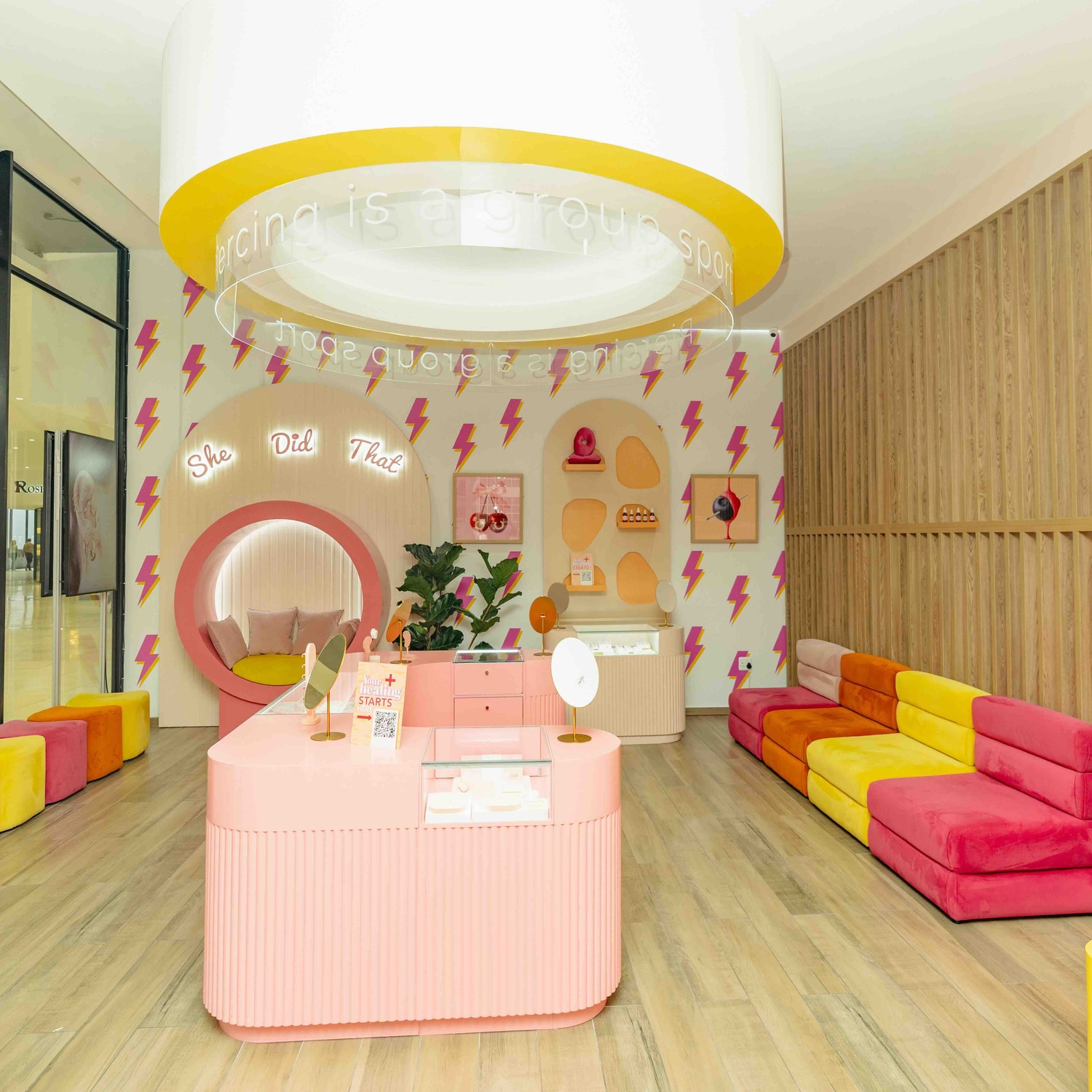 The colourful interior of Popsicle Nail Bar at The View.