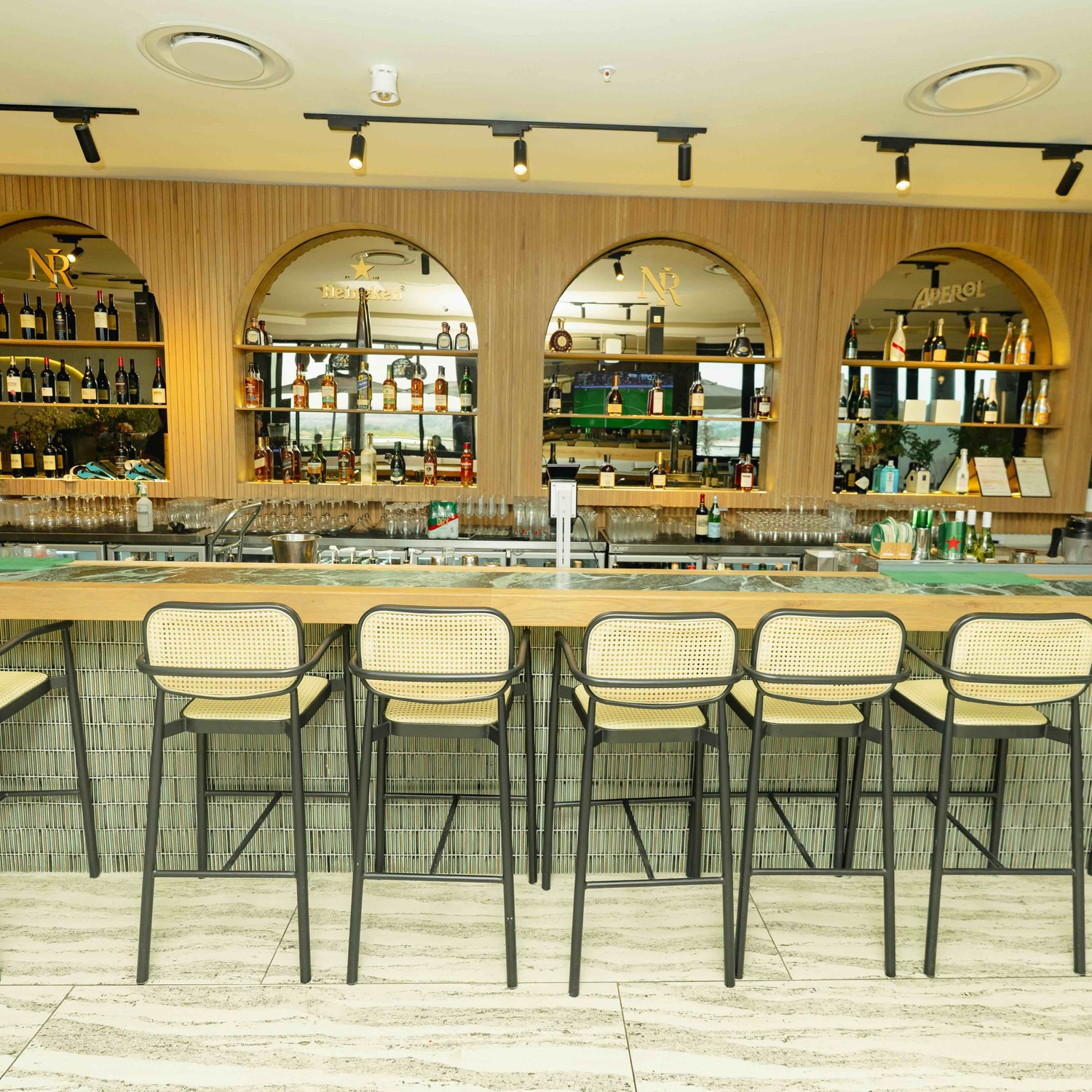 A restaurant bar at The View, Fourways Mall.