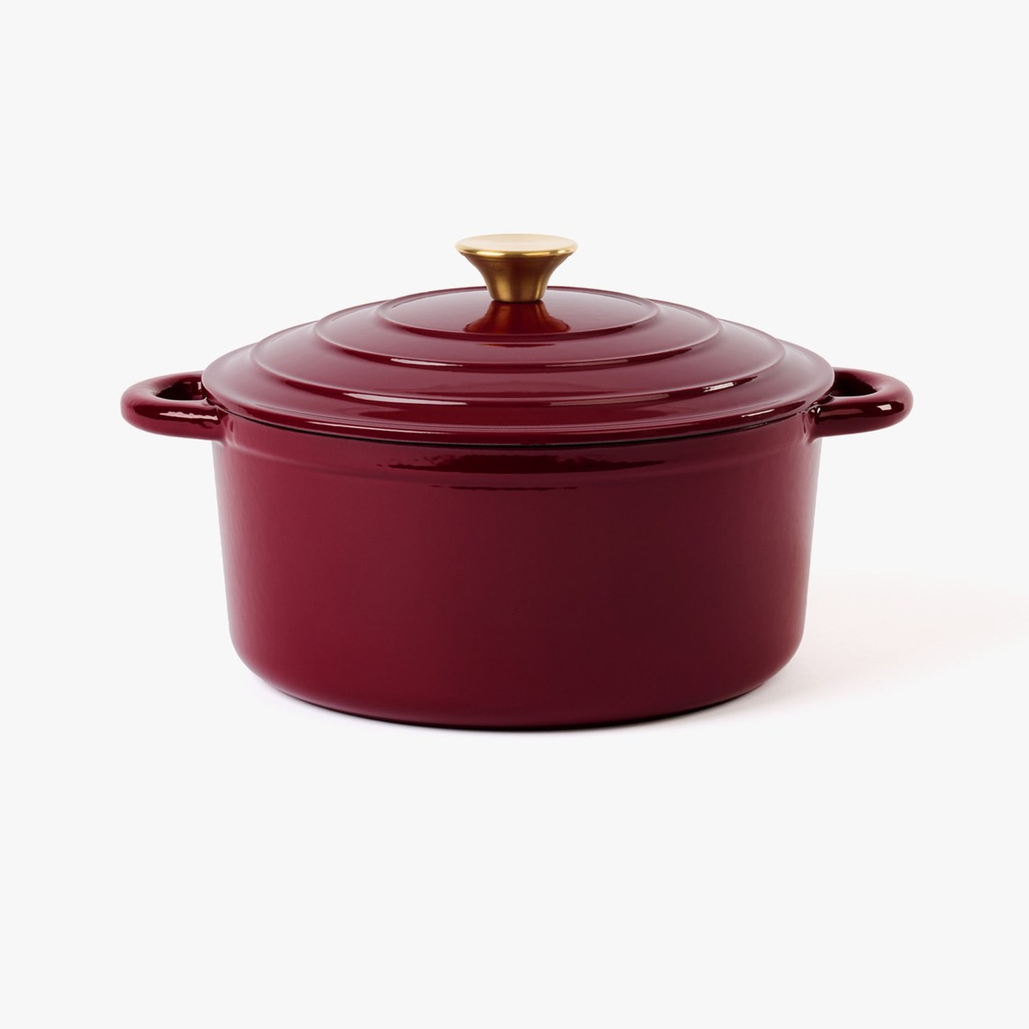 Oxblood cast-iron casserole with lid and side handles