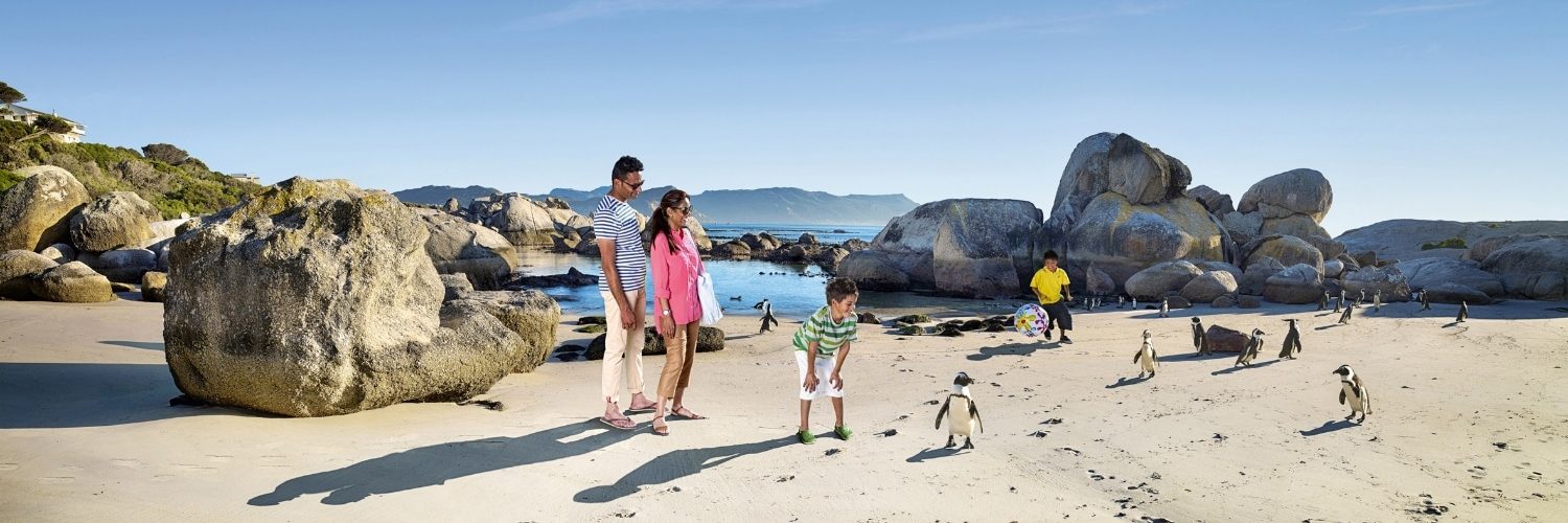 Family having fun at Boulders Beach